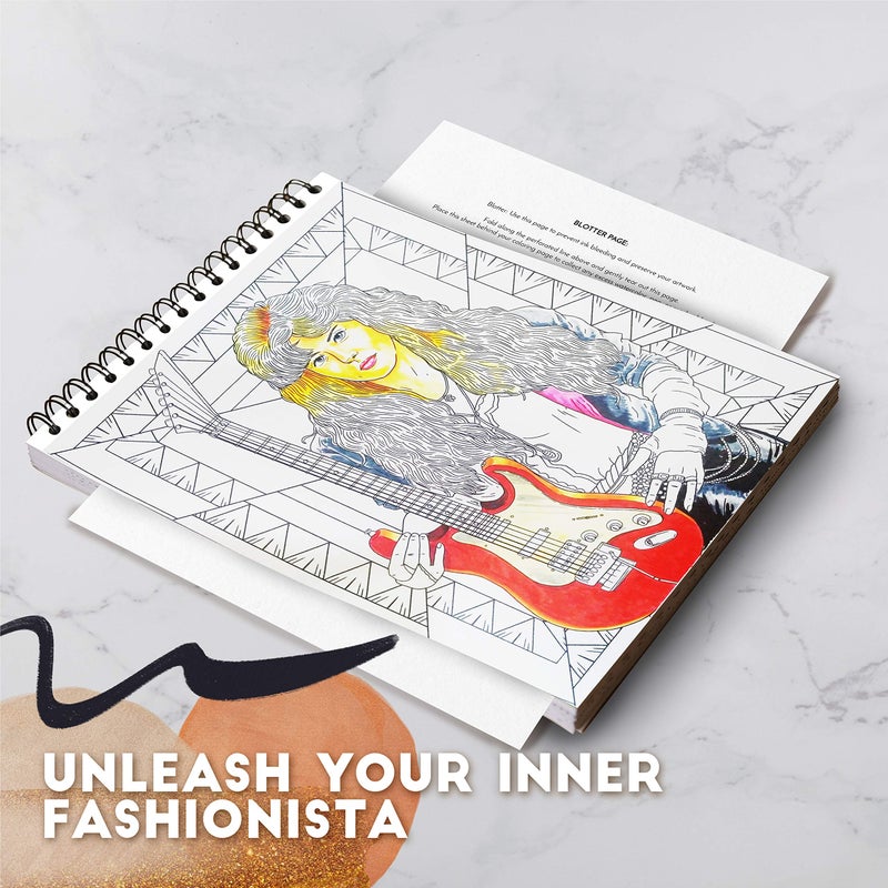 ColorIt Fashion Through The Ages Adult Coloring Book - 50 Single-Sided Designs, Thick Smooth Paper, Lay Flat Hardback Covers, Spiral Bound, USA Printed, Fashion Pages to Color - Image 3